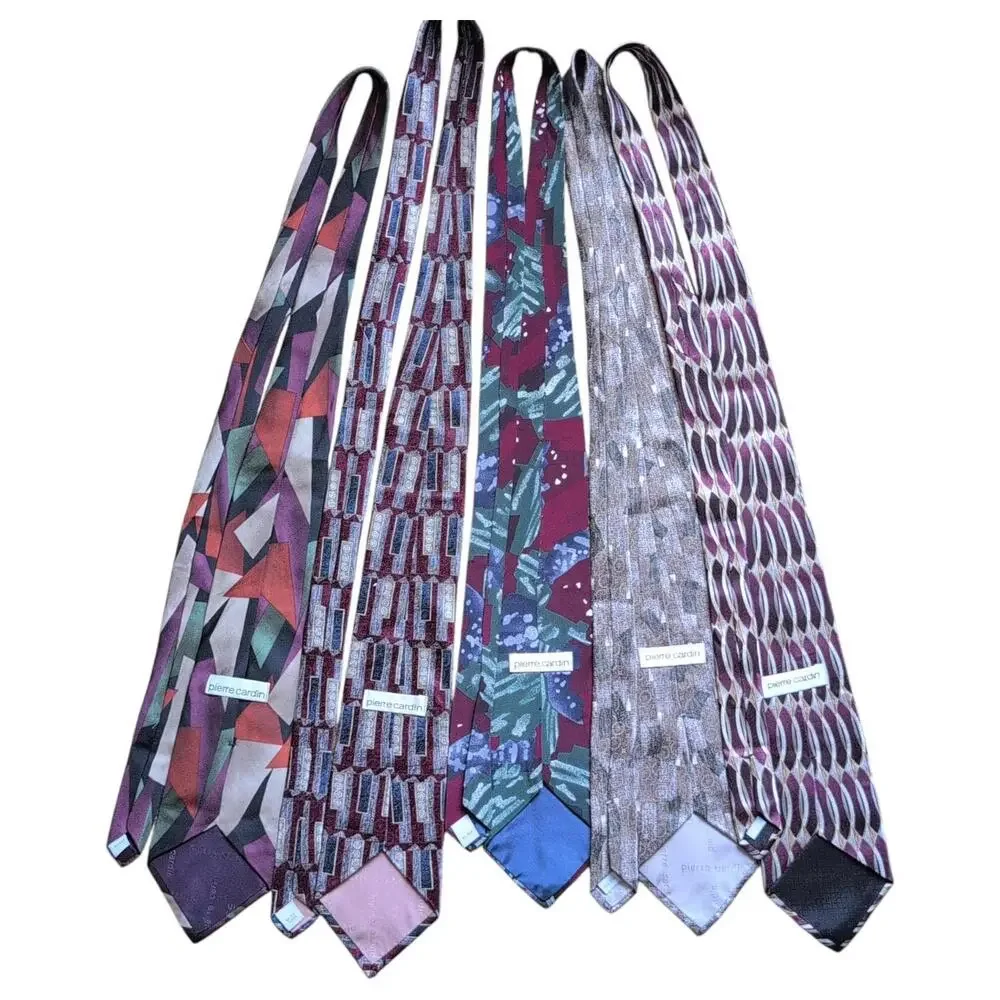 Vintage Pierre Cardin‎ Tie Set 100% Silk Abstract Geometric Art Deco Pattern 90s